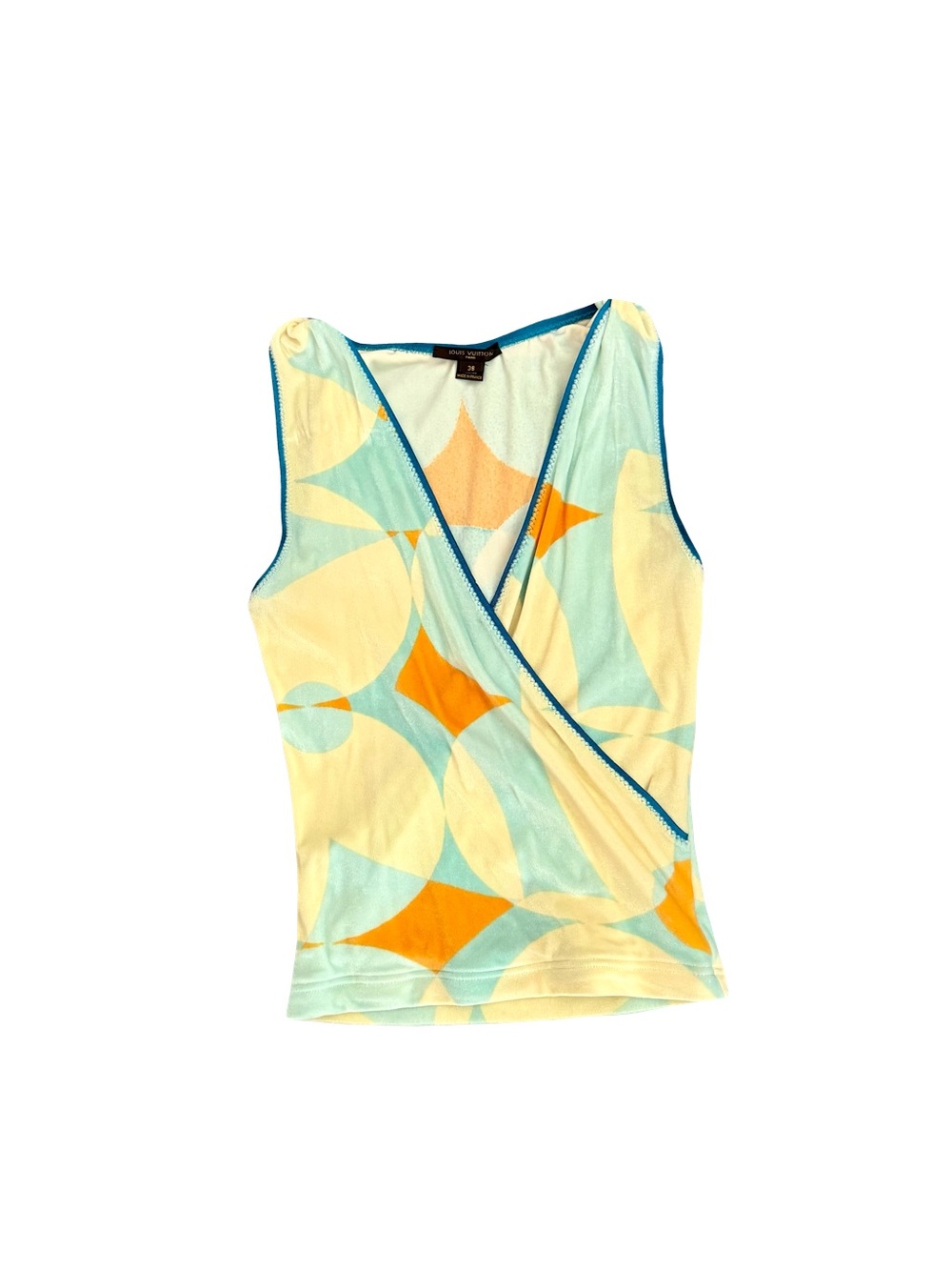 VTG LOUIS VUITTON RETRO WRAP TANK TOP IN PASTEL YELLOW AND BLUE // SIZE SMALL⭐️